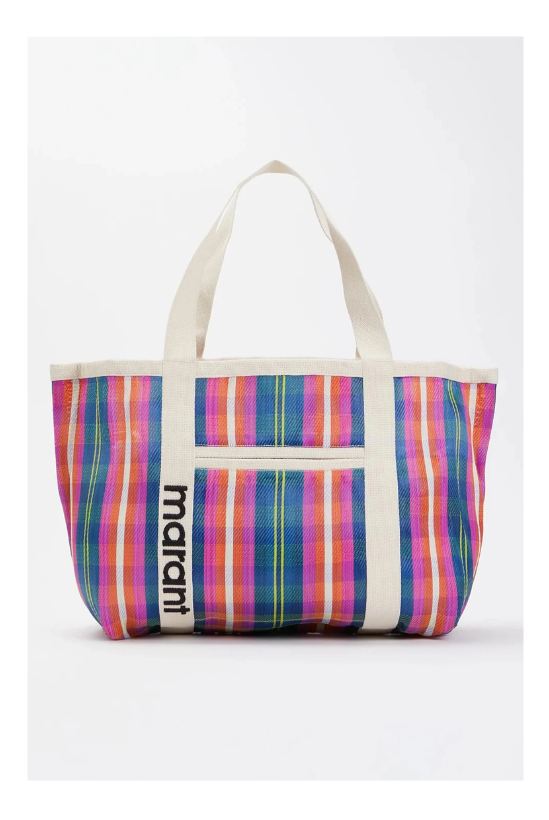 Shopper Darwen de nailon a rayas azul marino/naranja